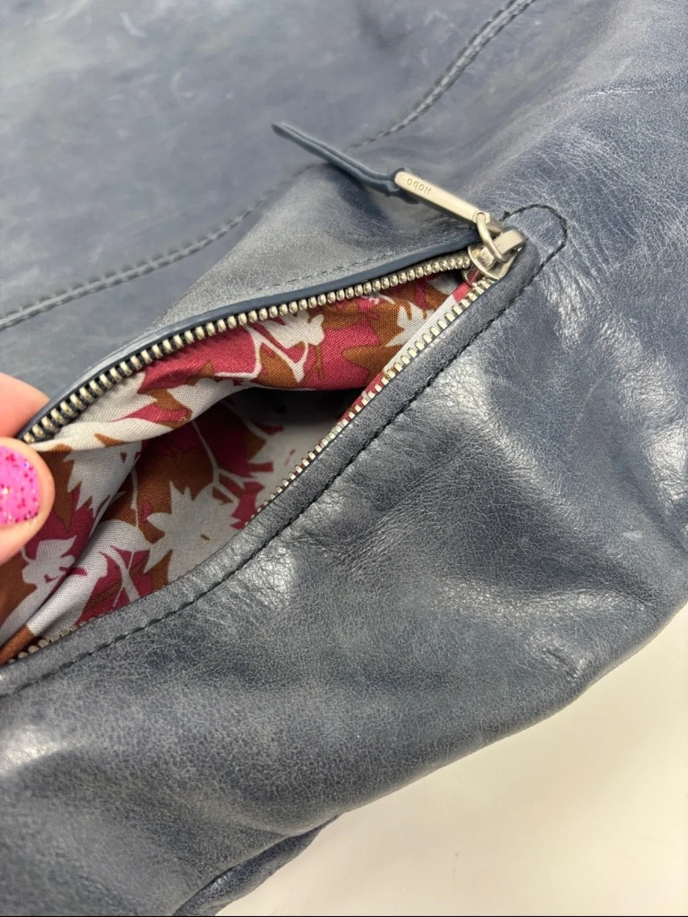 Hobo | Leather Shoulder Bag blue grey